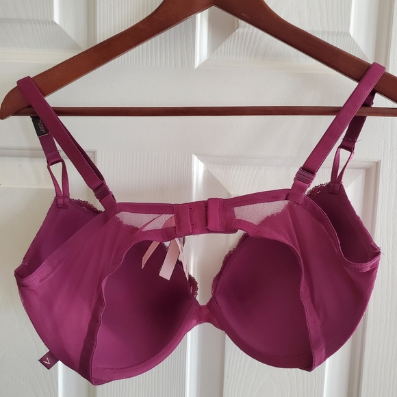 Victorias Secret Berry Gold SHIMMER Lace Mesh ExtremeLift Plunge PU UW Bra 36DD - Picture 7 of 7